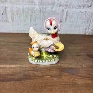 Vintage Porcelain Mother Hen And Baby Chick Figurine